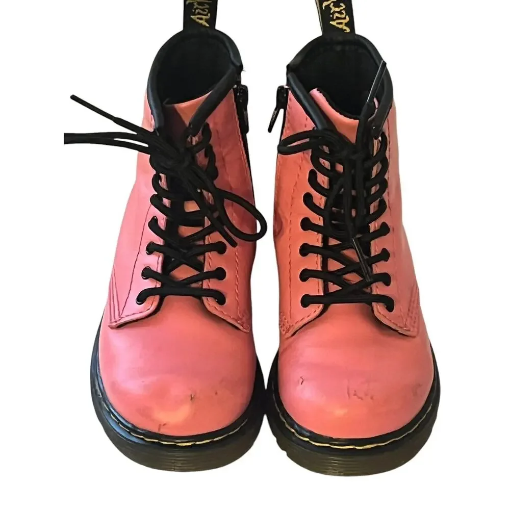 Dr Martens Boots Kids 10 Pink Lace Up Girls Toddler Combat Shoes 1460 T